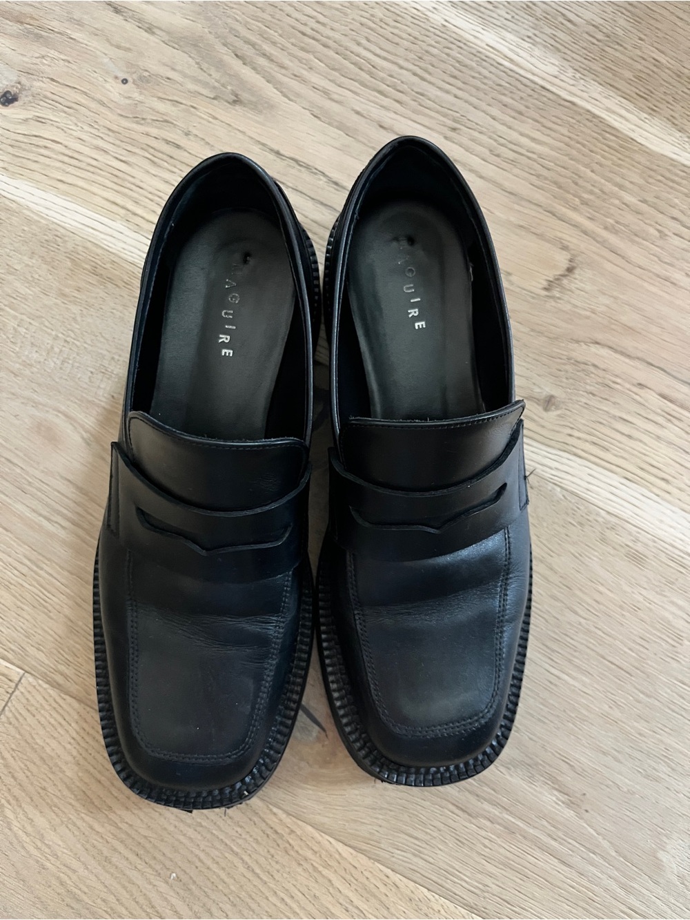 Maguire Black Leather Women's Penny Loafers — Classic Slip-On Flats